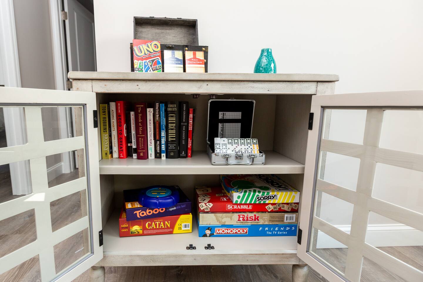 Board games and books for your enjoyment during your stay.
