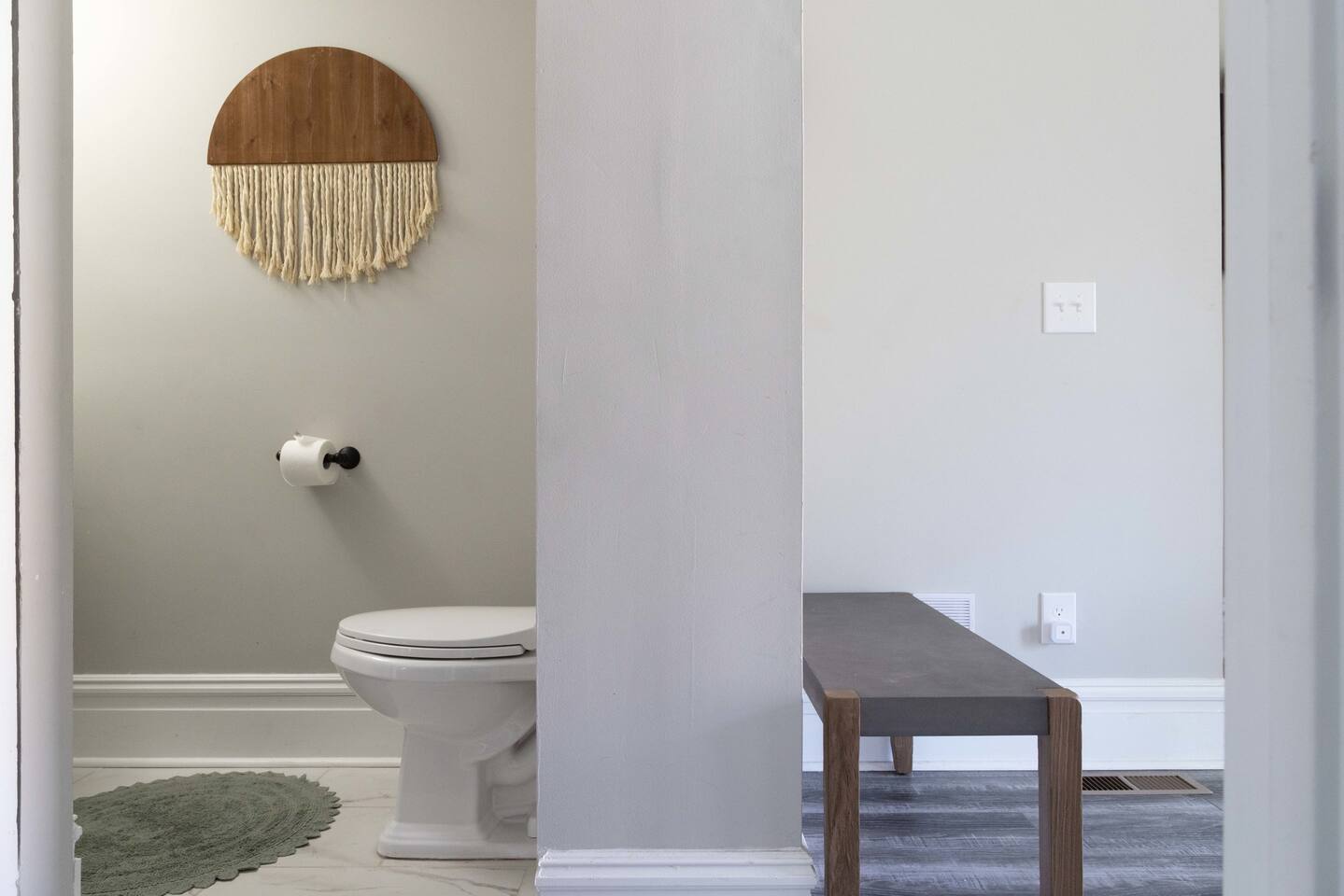 Peek at first floor powder room