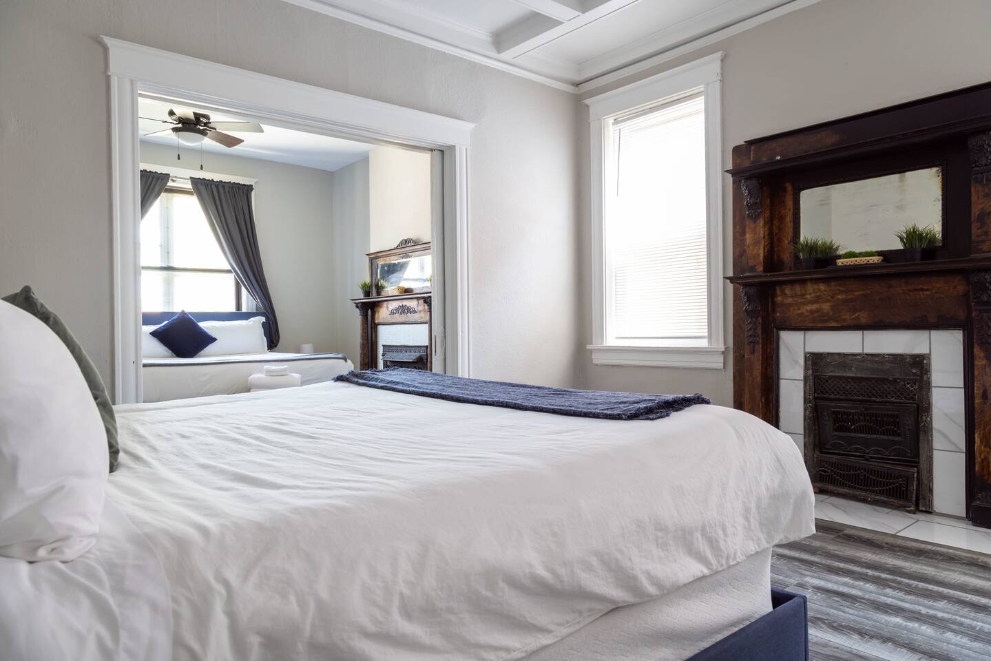 So charming both bedrooms offer the home original fire place