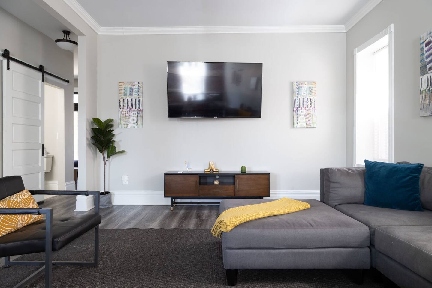 This large Smart TV is the perfect spot to catch your favorite programming!