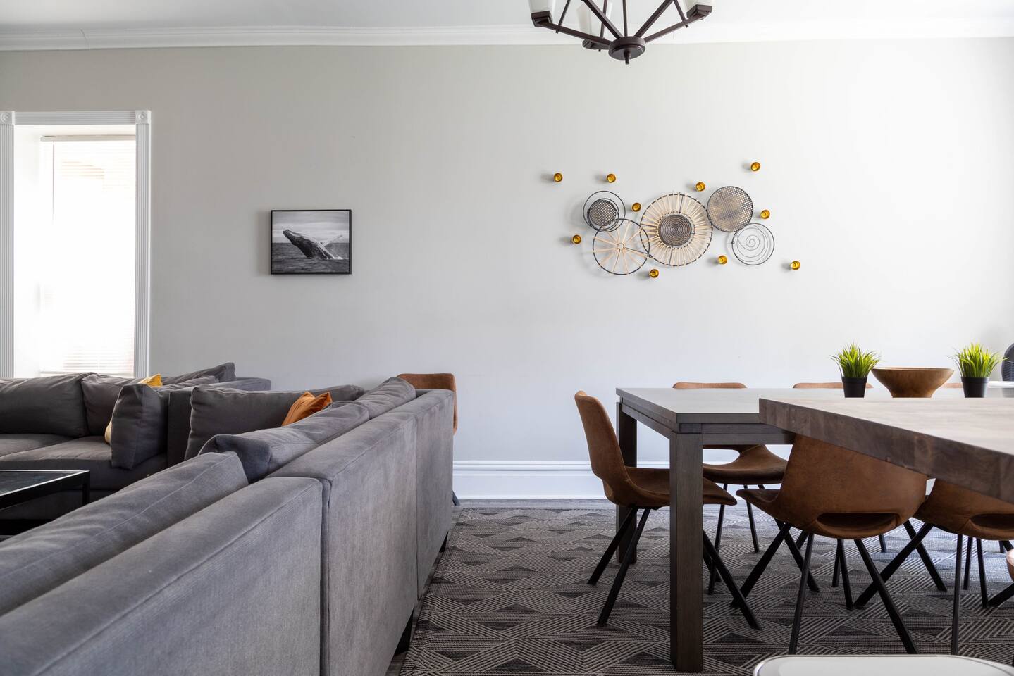 Open concept living room and dining feels so spacious