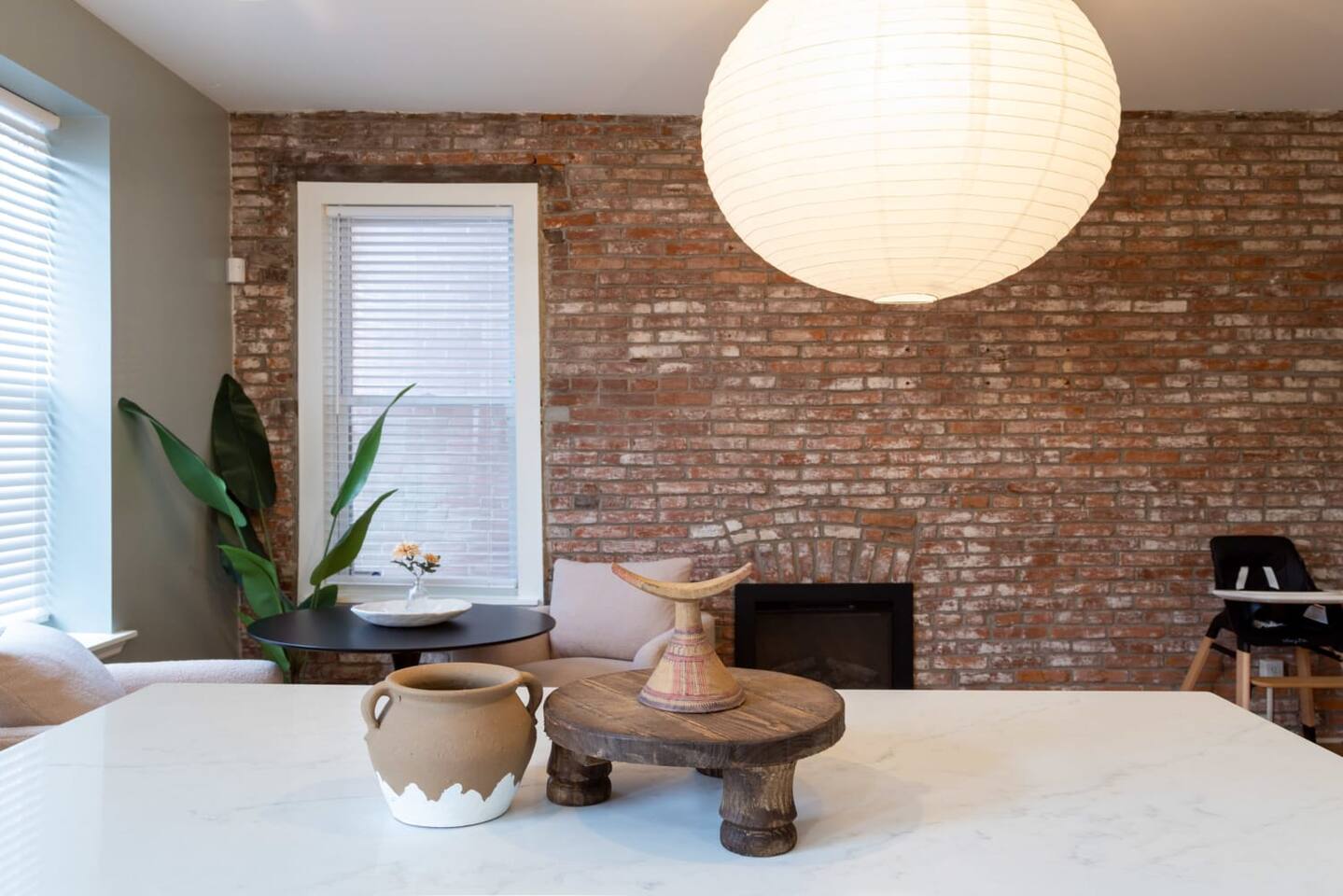 Original exposed brick to set the tone in your spacious kitchen area.