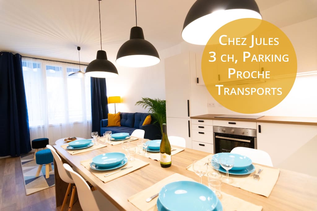 ⭐️Chez Jules - Tram, Bus,8 pp, 3 bedrooms, wifi ⭐️