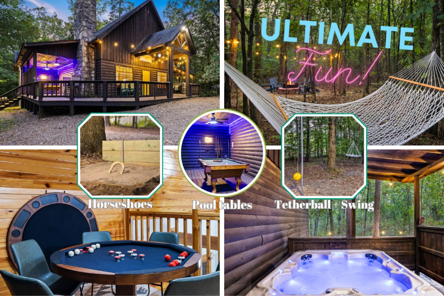 FUN Cabin: Tetherball, Spa, Pool Tables, Games! - Holiday Home
