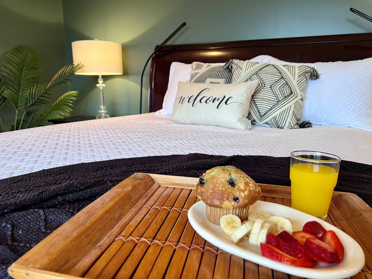 Enjoy Breakfast in Bed While Waking Up With Nature Through The French Doors and Balcony