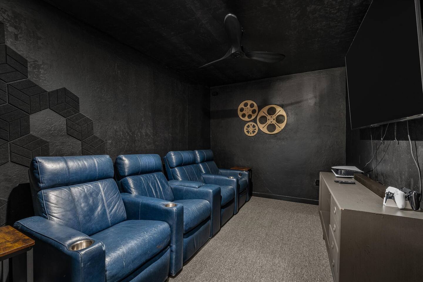 Theater Room  - Upstairs - 75" TV, PS5 with games (see bottom of listing description) and surround sound.