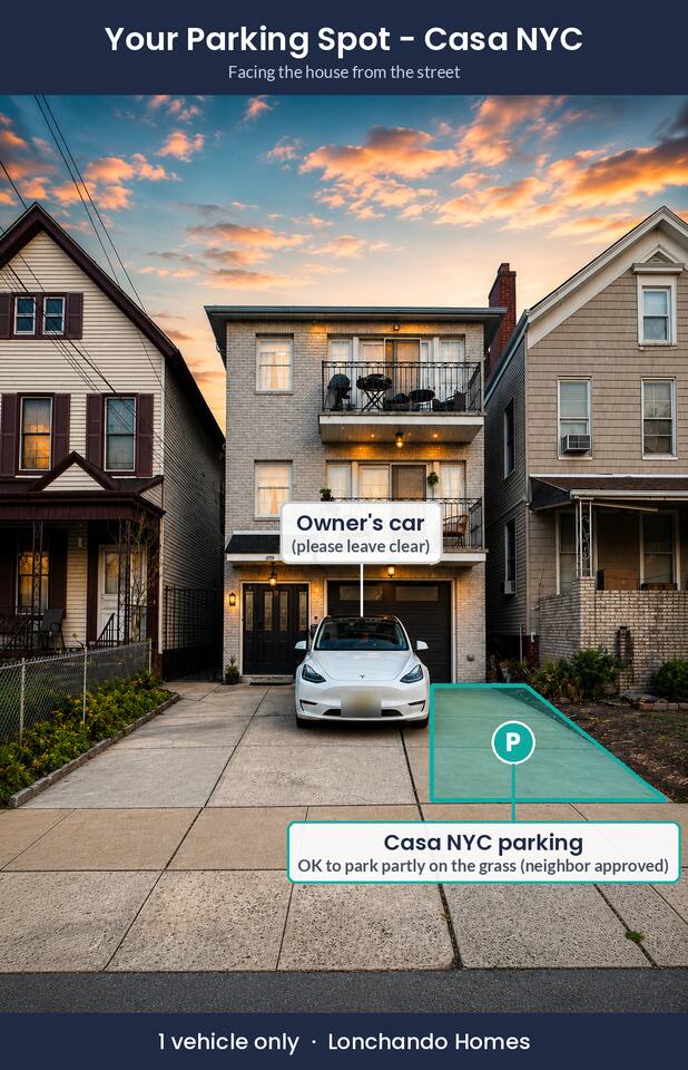 Your parking spot: right side of the driveway (1 vehicle)