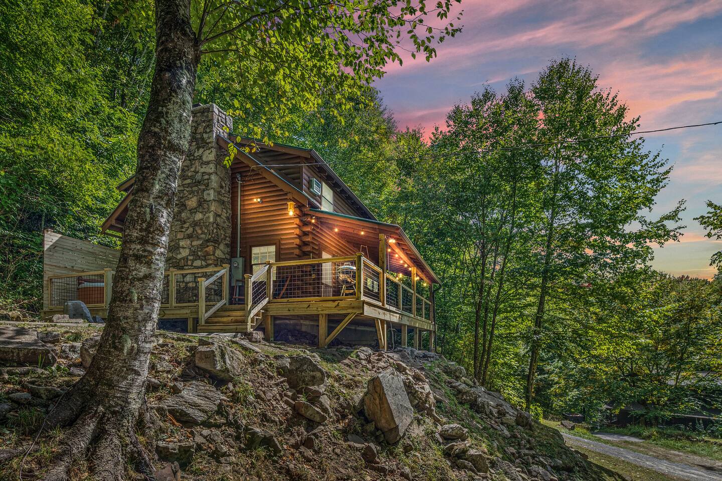 Cozy Waterfall Cabin with Hot Tub