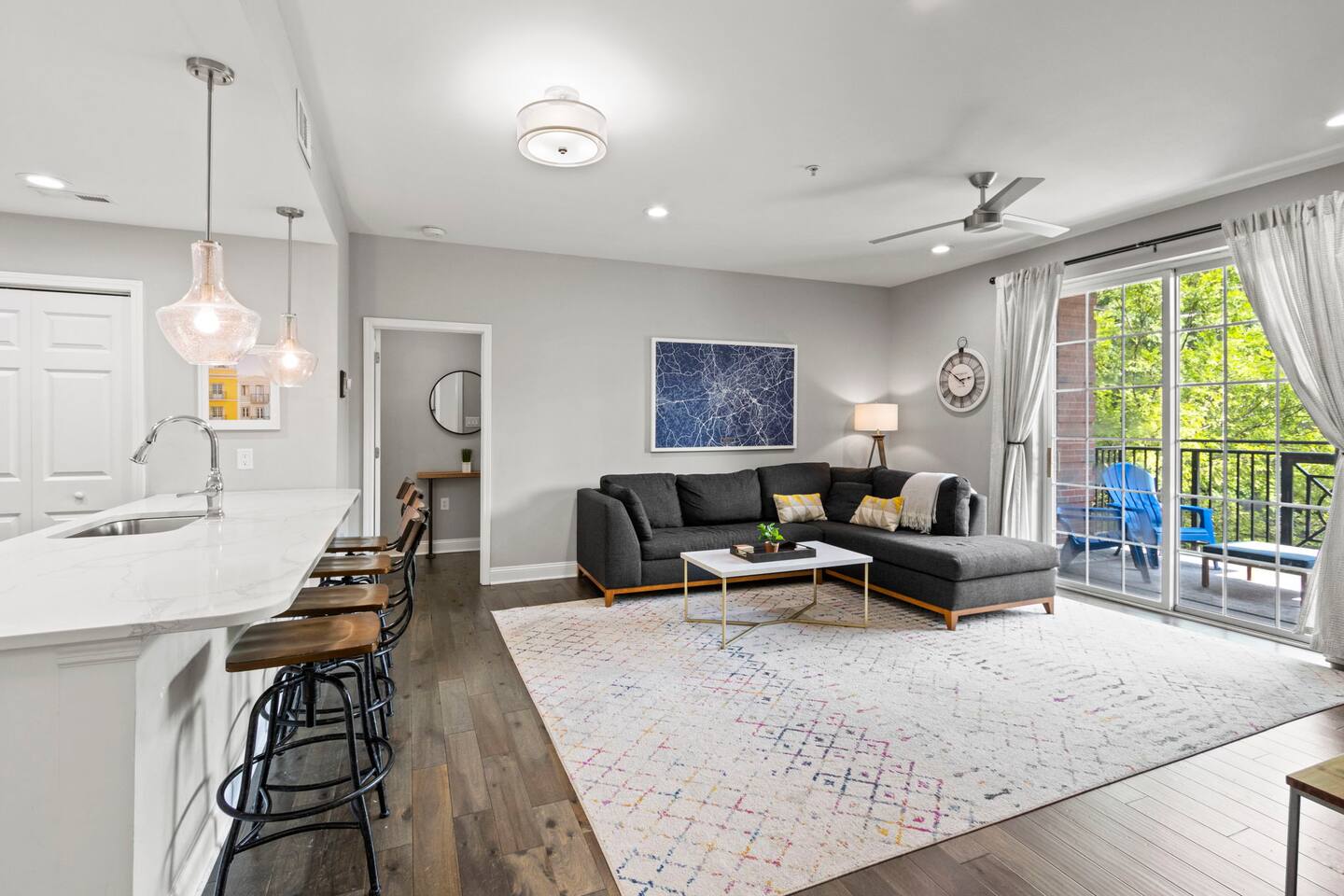 Chic 2BR Apt, Steps from N Main St, Balcony View