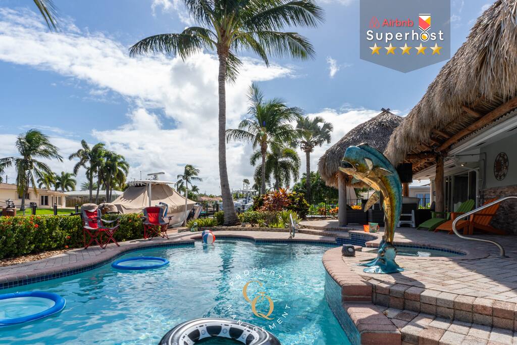 Canal Oasis W/ Private Dock & Poolside Paradise