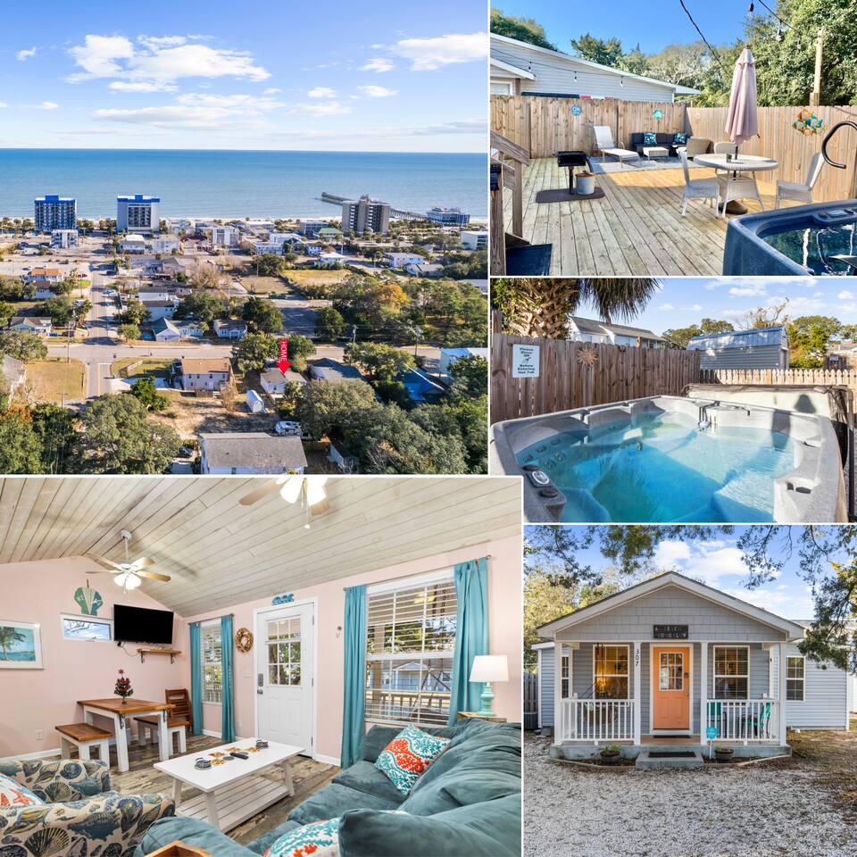 Beautiful Centrally Located Beach House w King Bed, Private Hot tub, Yard, Deck & BBQ