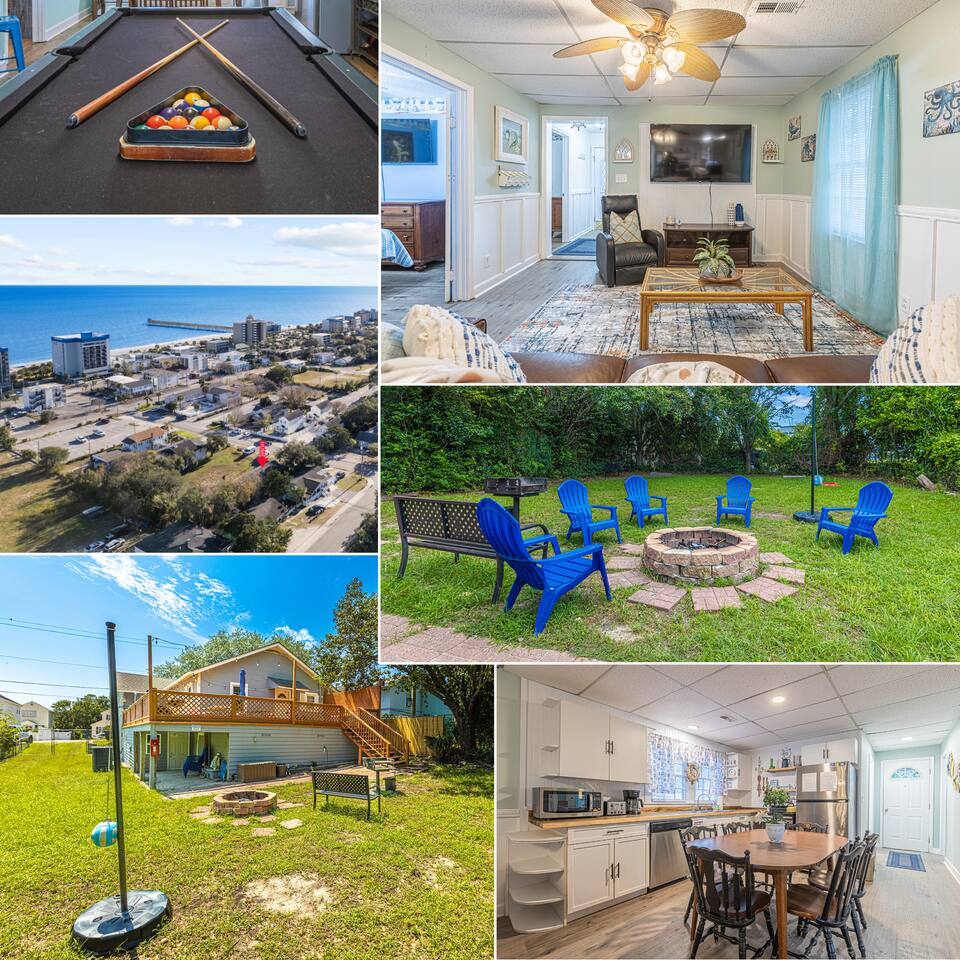 Gorgeous Centrally Located Ocean View 2 King, Huge Private Yard & Deck, Firepit, BBQ, & Game Tables