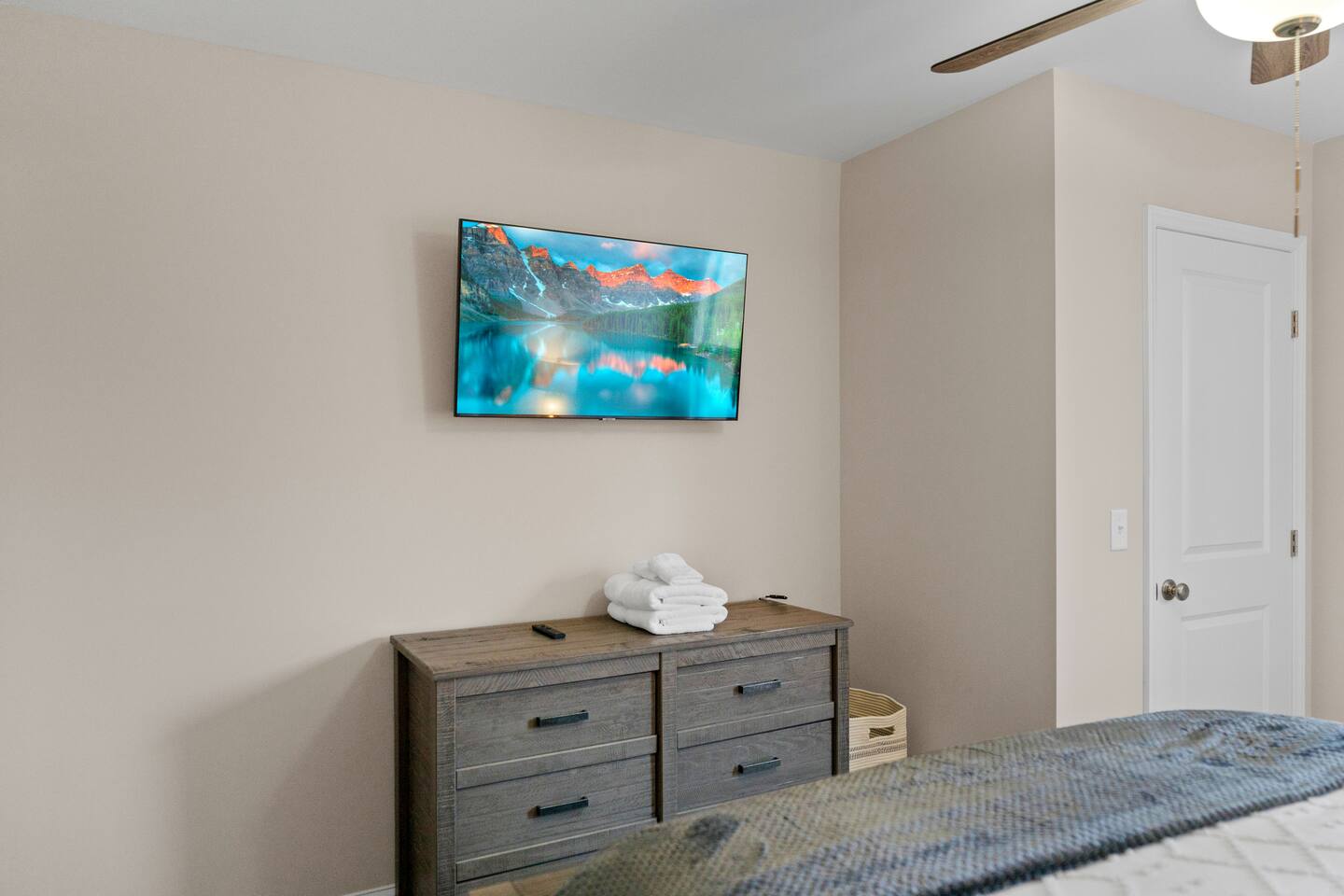 TV in second floor queen bedroom.
