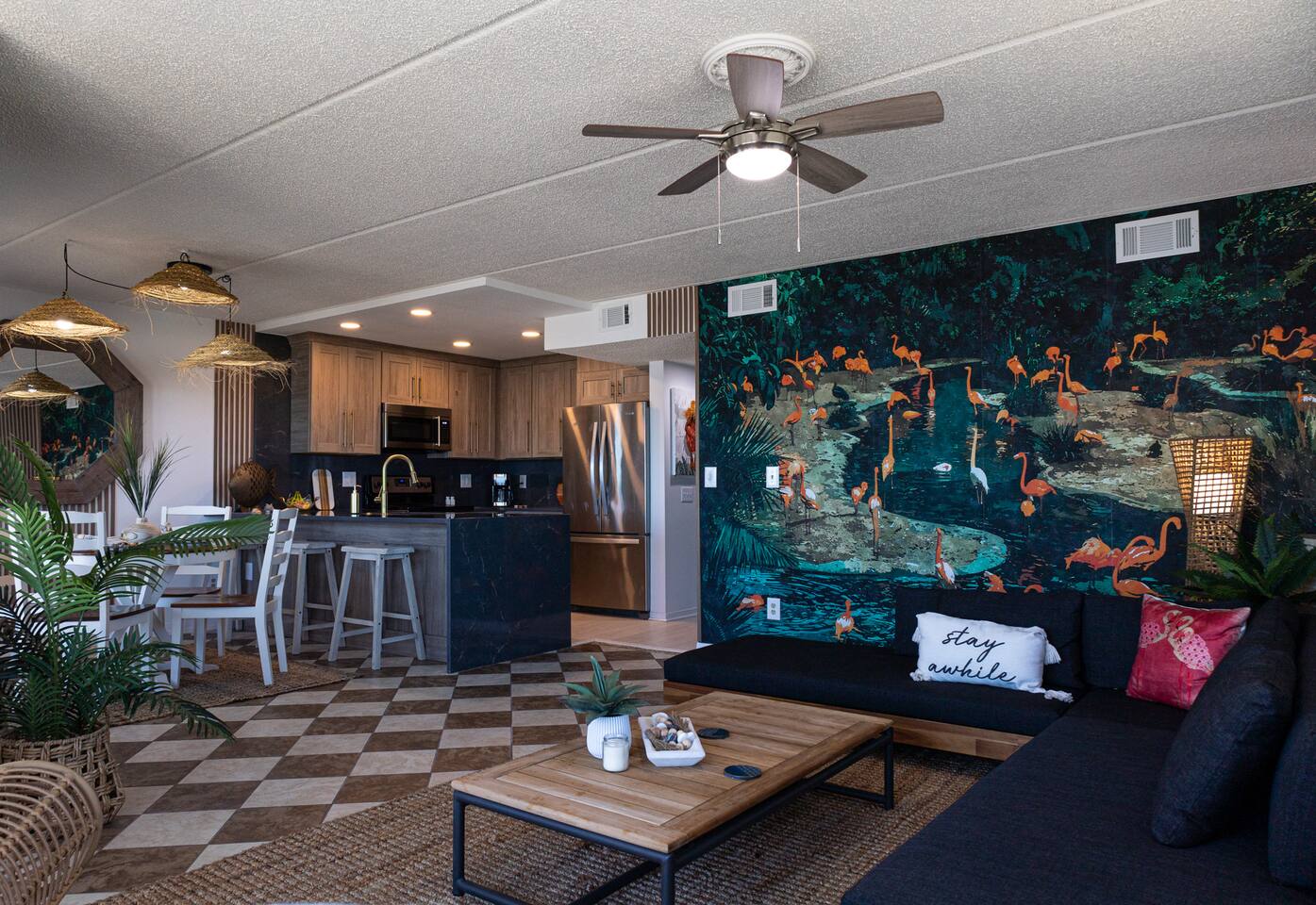 Living Room: Enjoy panoramic ocean views from this stylish retreat with chic decor!
