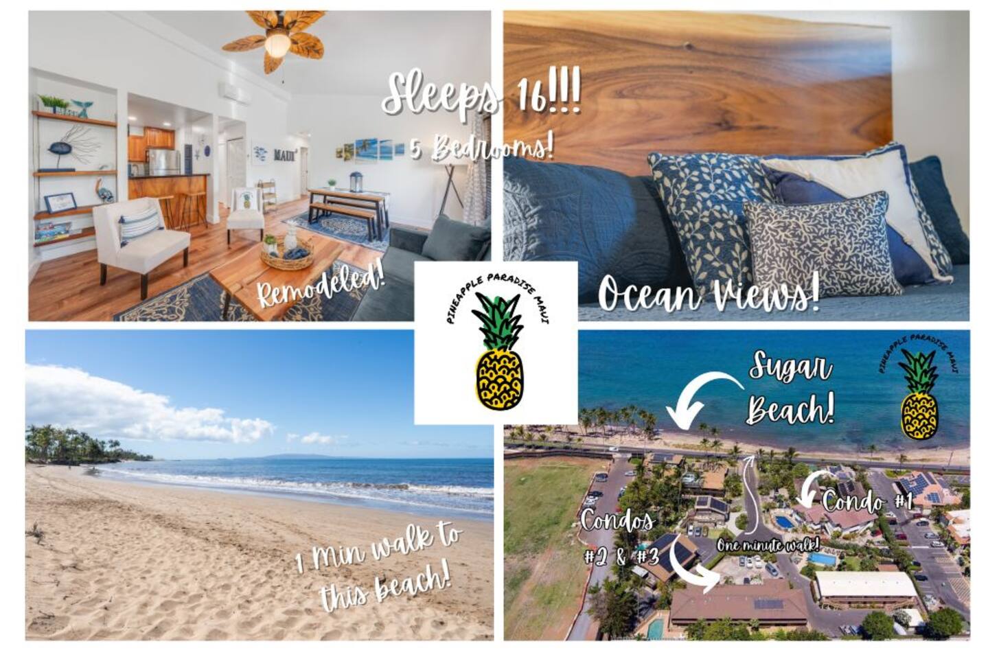 5 BD/5BA! Sleeps 16! 3 Condos! Ocean Views!