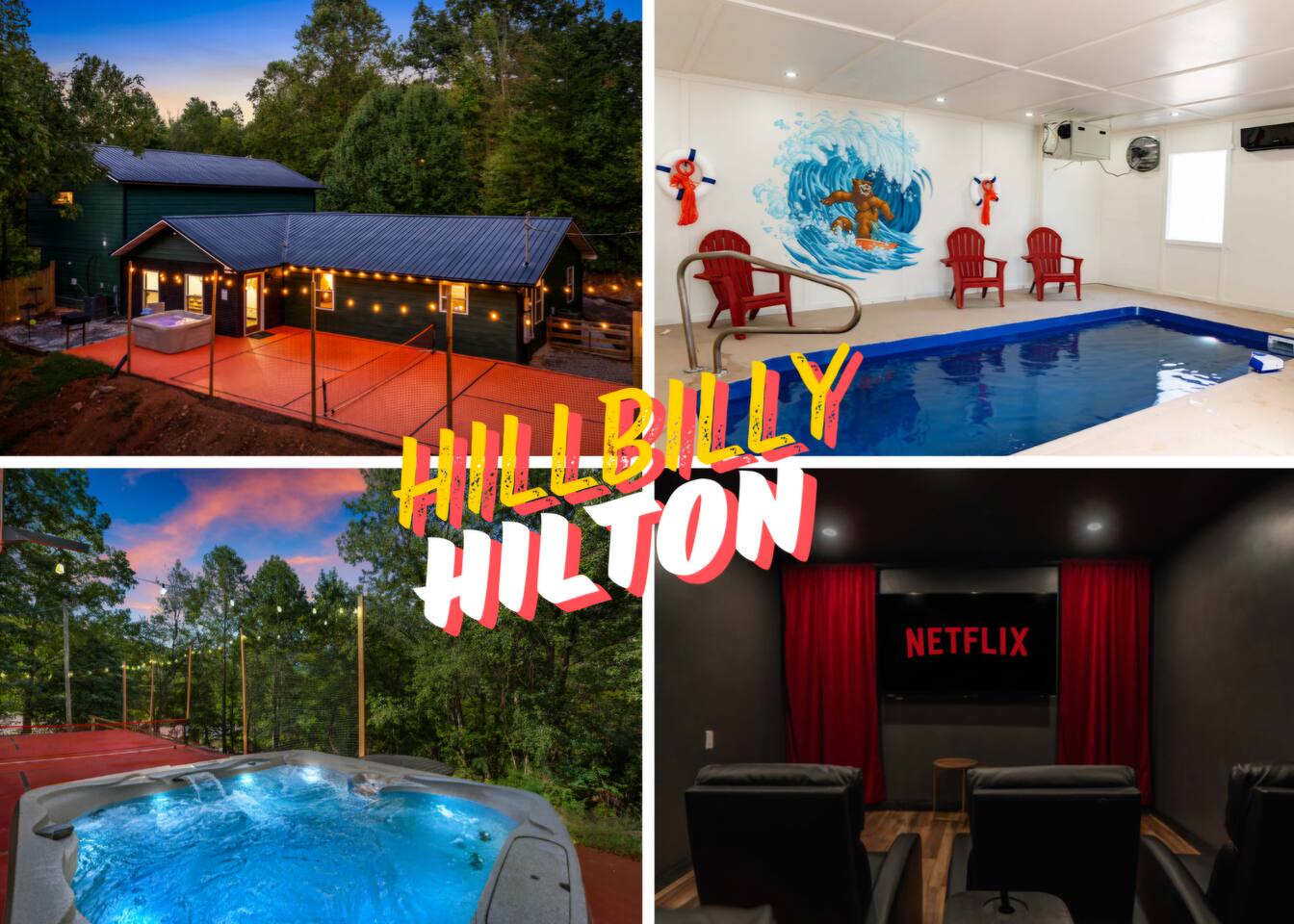 IndoorPool•PickleBall•HotTub•Theater•FirePit•Games
