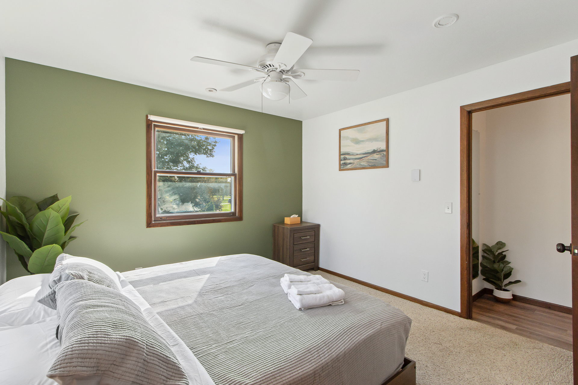 Bright, cozy bedroom with natural light and calming modern style