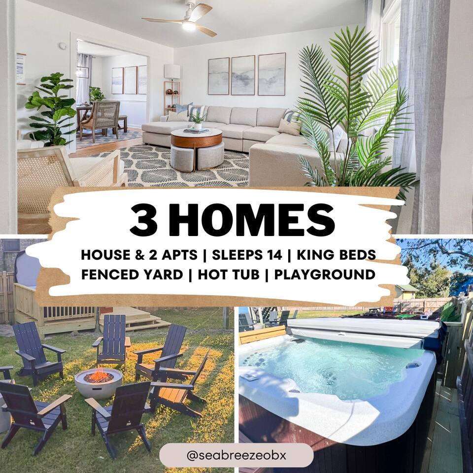 6BR Hot Tub | Yard | King Bed | Pets | Walk 2 Food