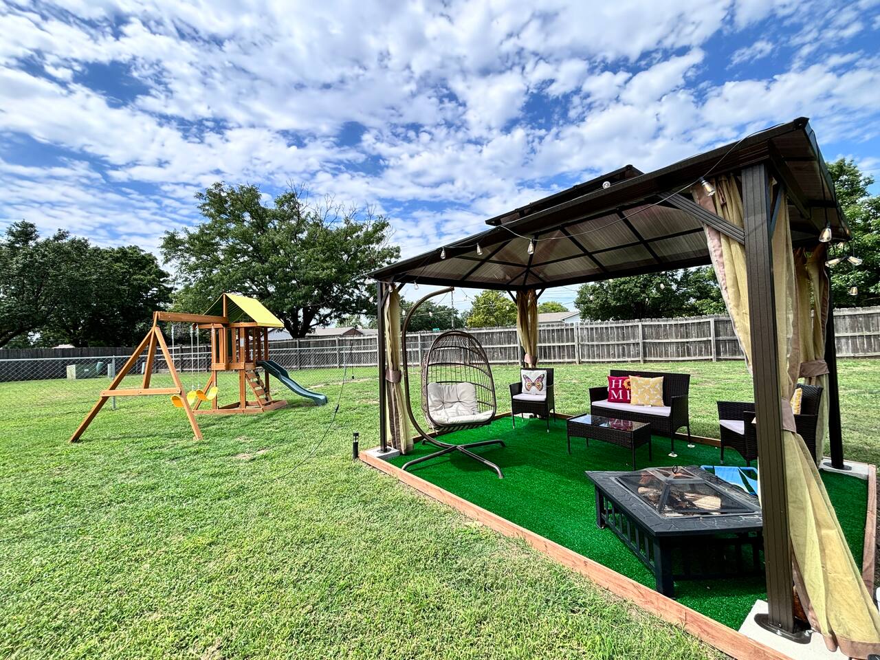 Place in West of Wichita - Duplex with Backyard Swing and 75" TV