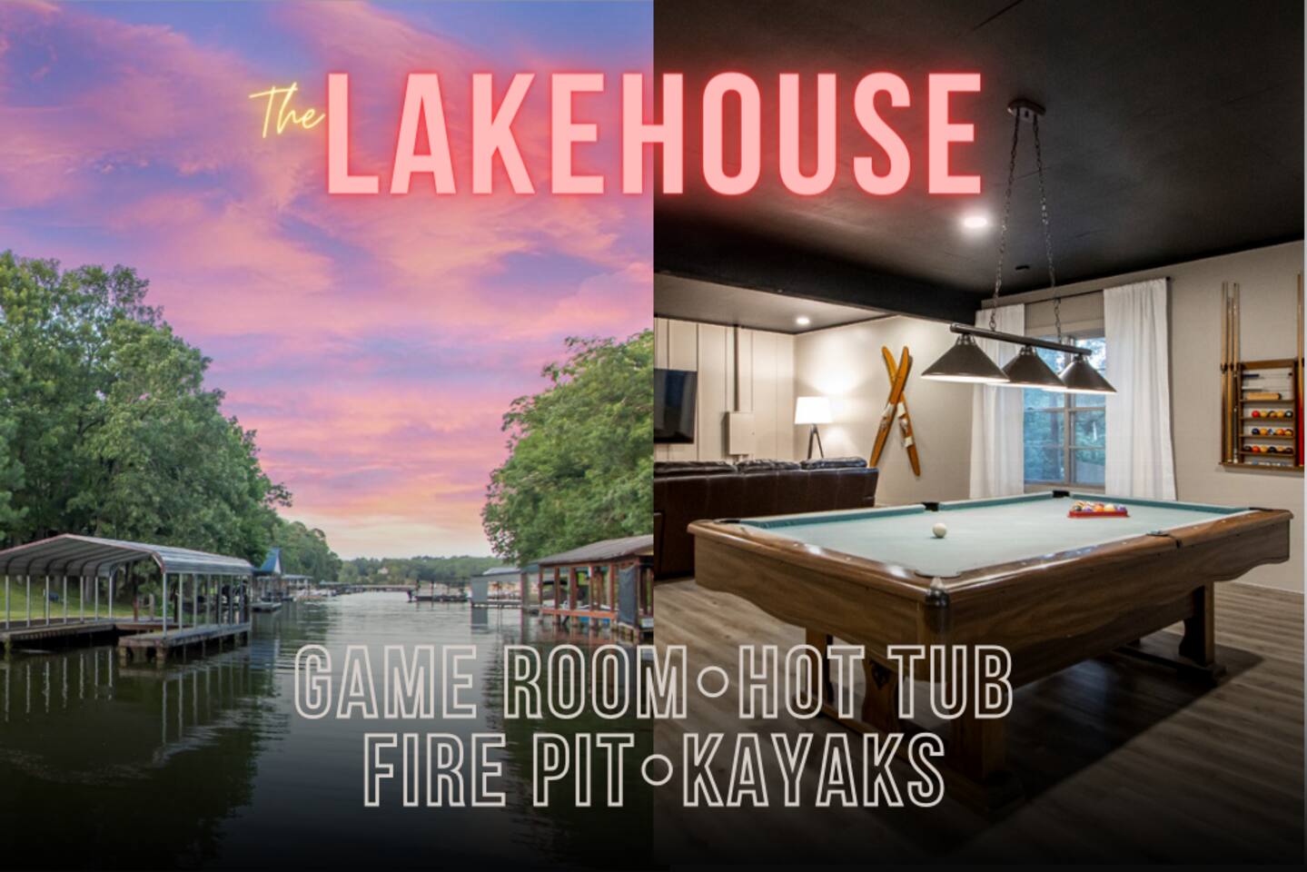 Lakefront | Game Room, Hot Tub, Fire Pit & Kayaks!