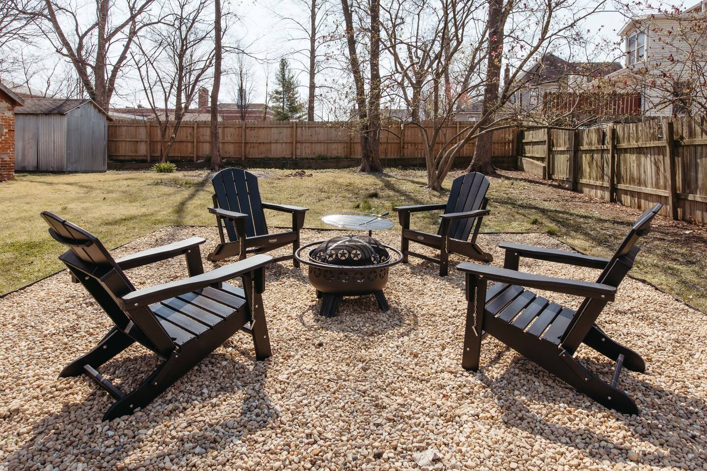 Enjoy an outdoor patio area with wood stocked for your use :).