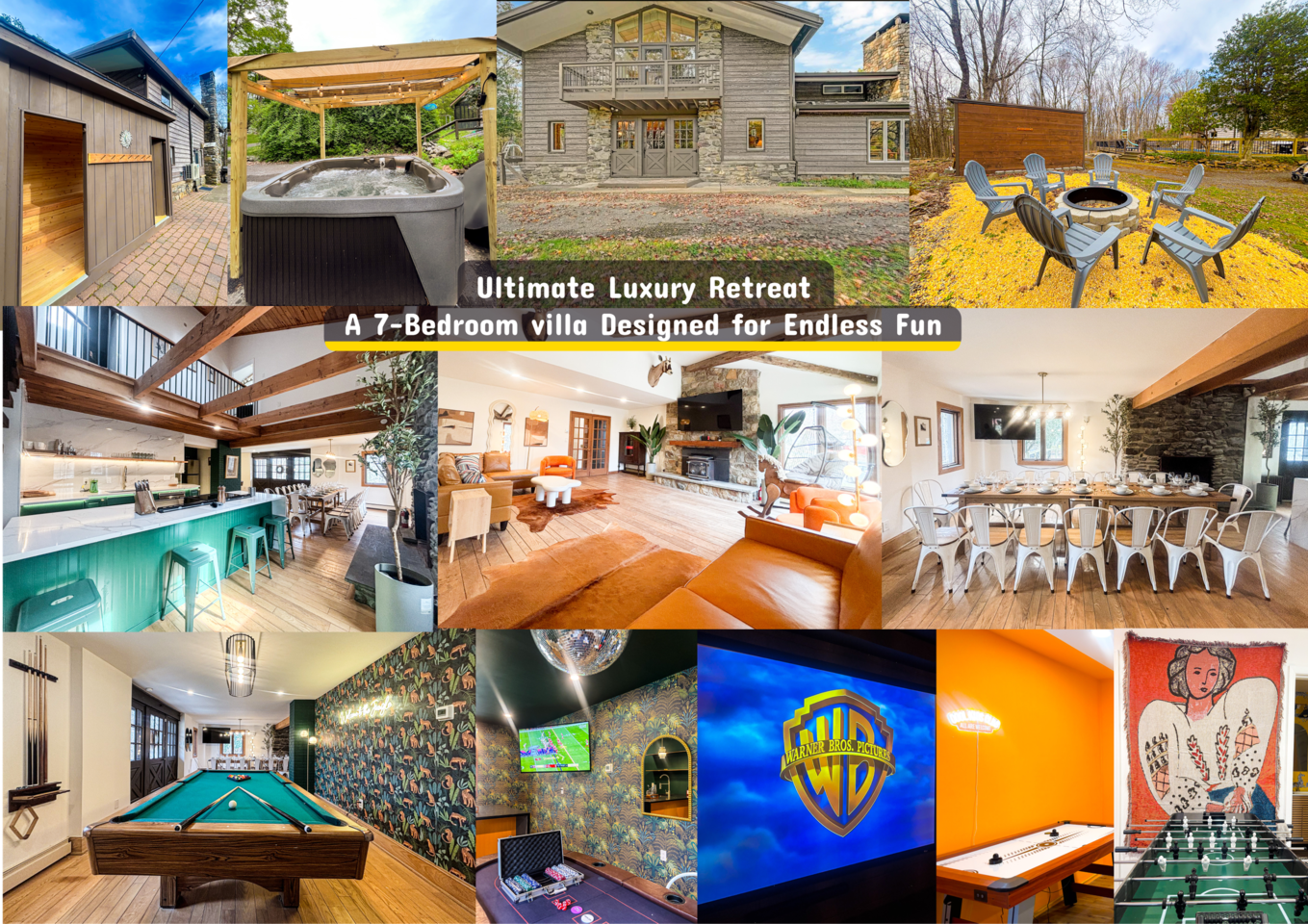 7 bdrm 5000sf luxury Pool Villa|Hottub|Sauna|Movie