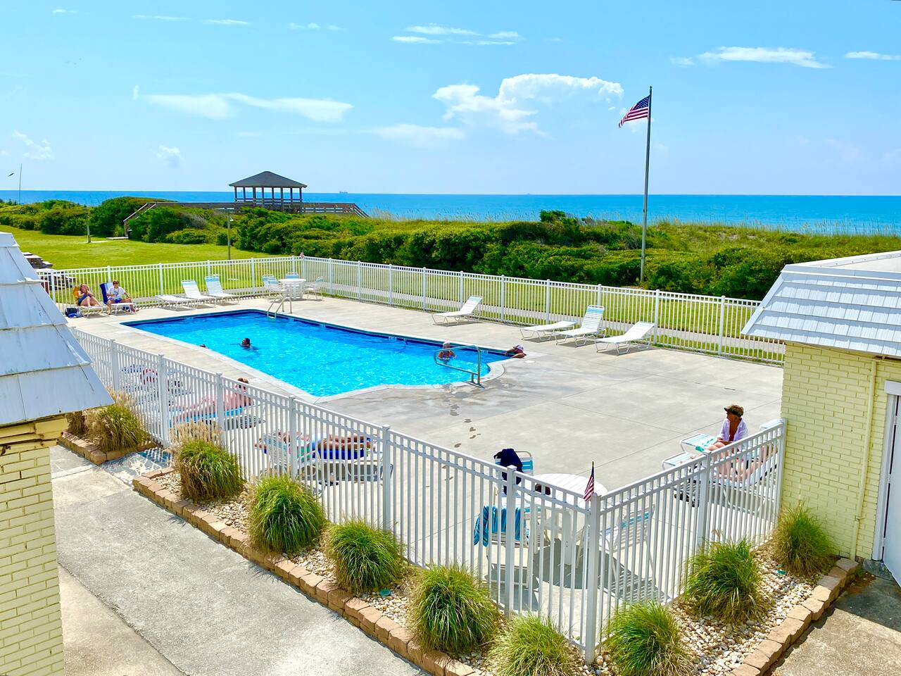 OS235 Ocean view, pool, W/D onsite, steps to beach