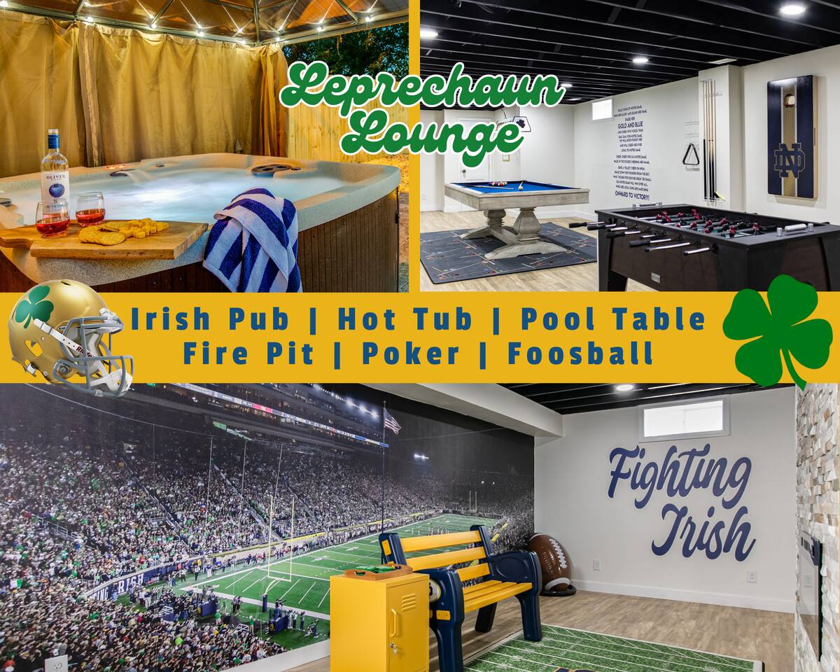 1 Mi to Notre Dame |Irish Pub | Hot Tub|4800 sq ft