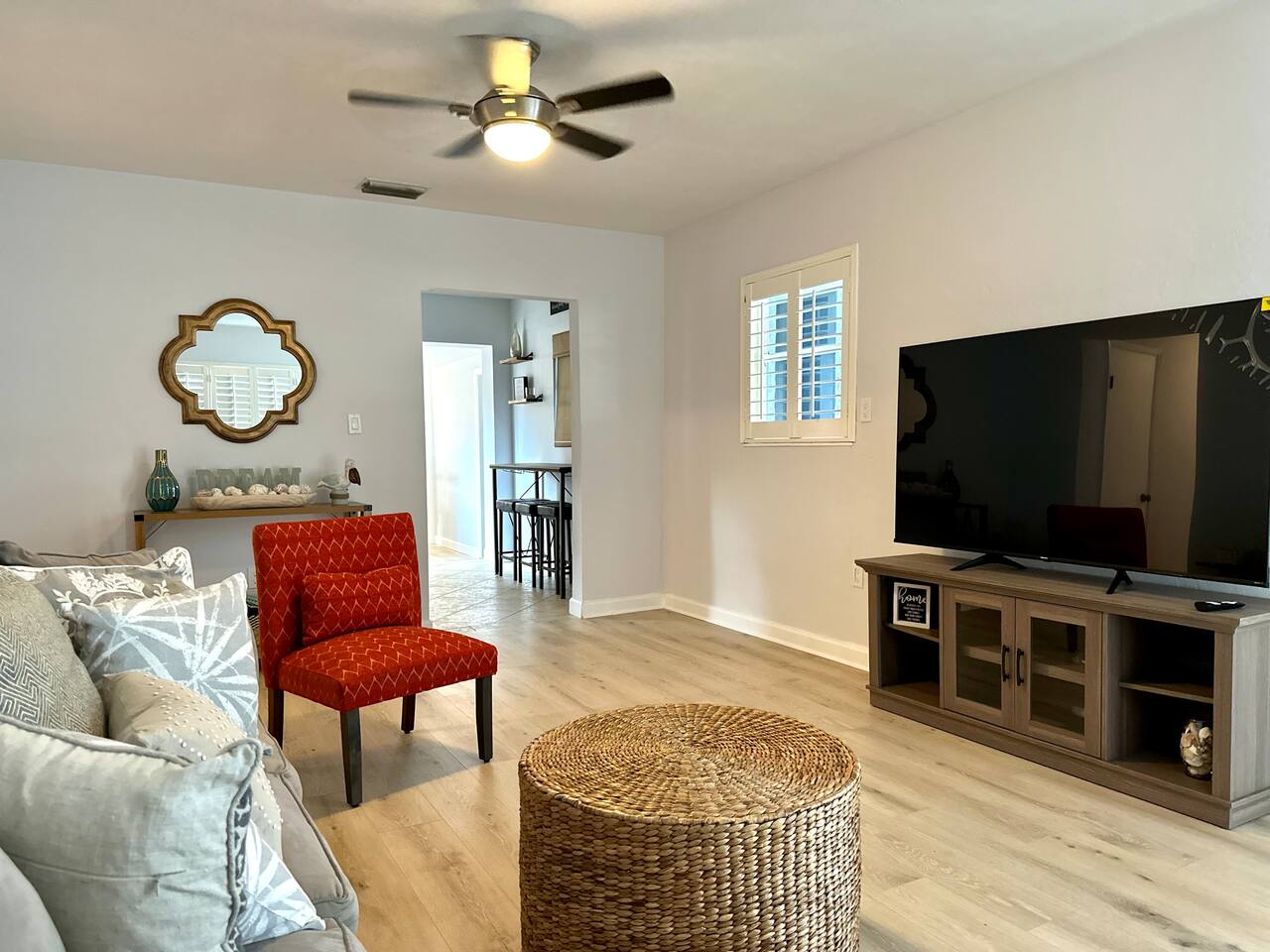 Living room with 65-inch TV