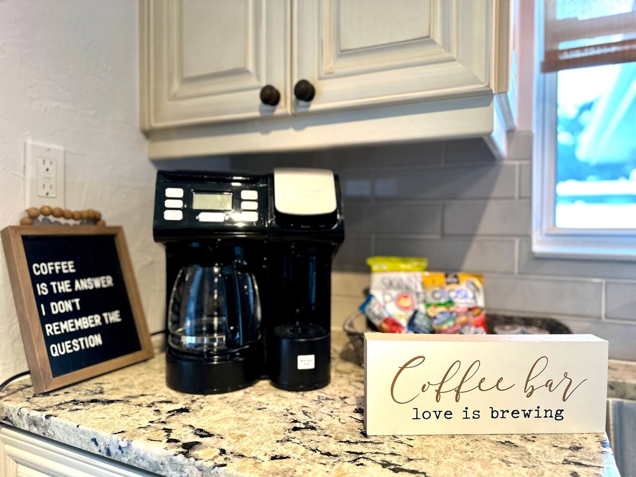 Coffee bar on the kitchen counter