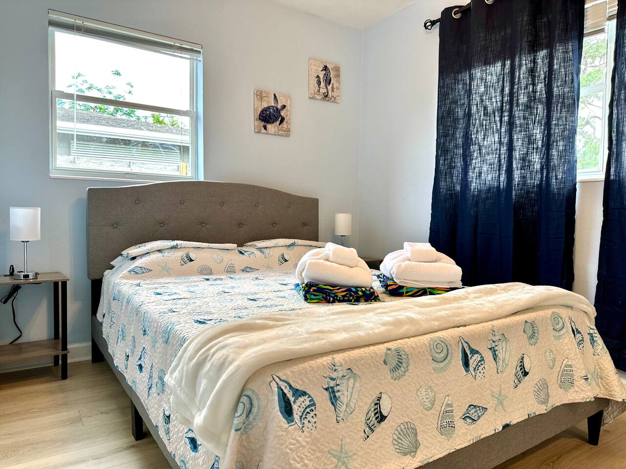 Primary bedroom with queen bed
