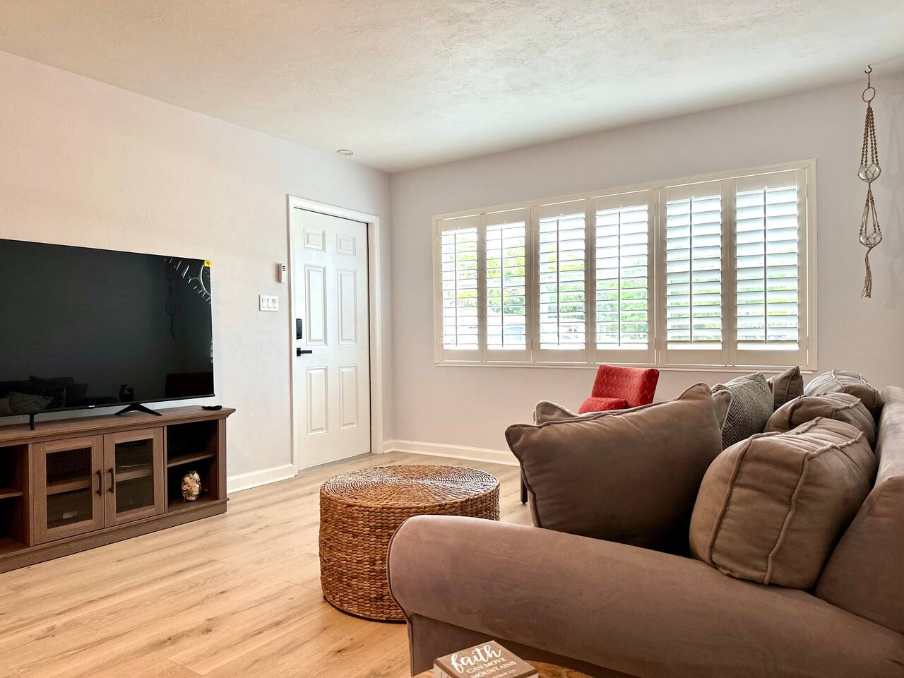 Sitting area with sofa and TV