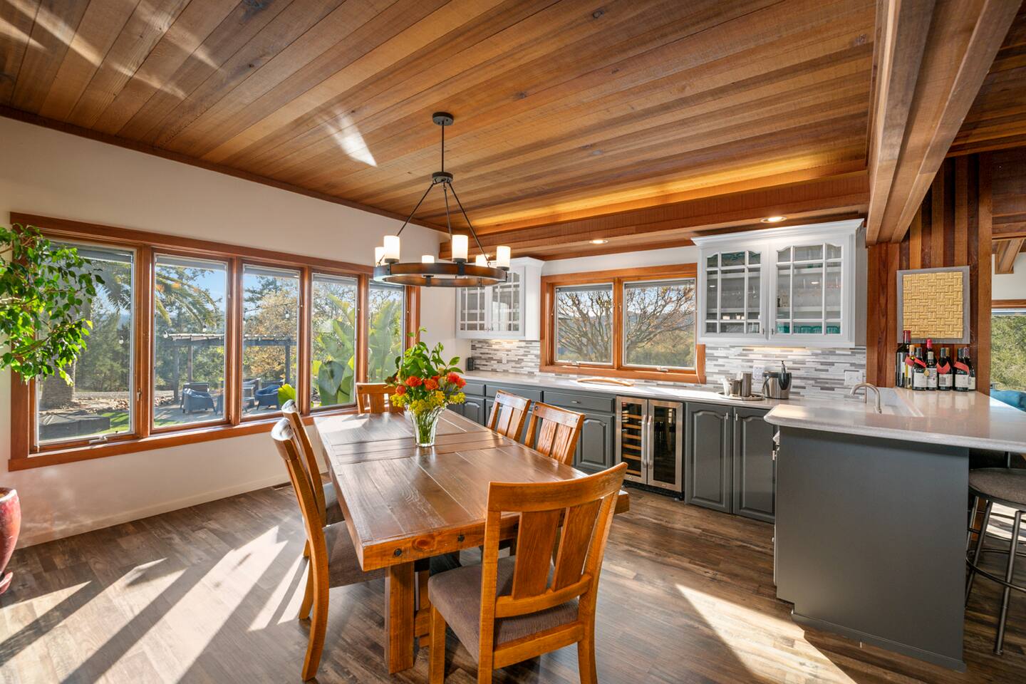 Make every meal a special occasion at our dining table, where the breathtaking views of vineyards and rolling hills set the stage for unforgettable times with family and friends.