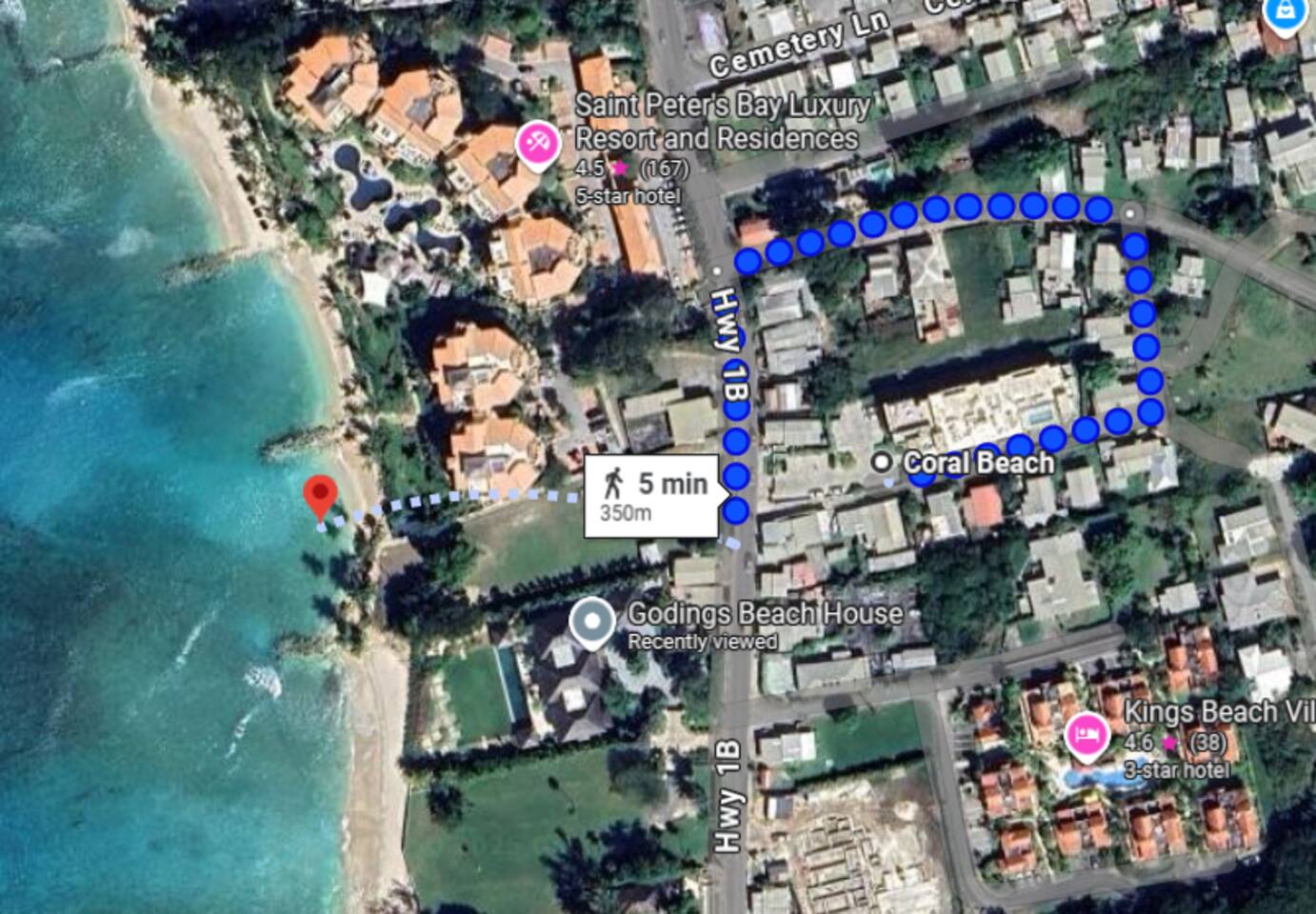 5 mins walk to the Saint Peters Bay Beach