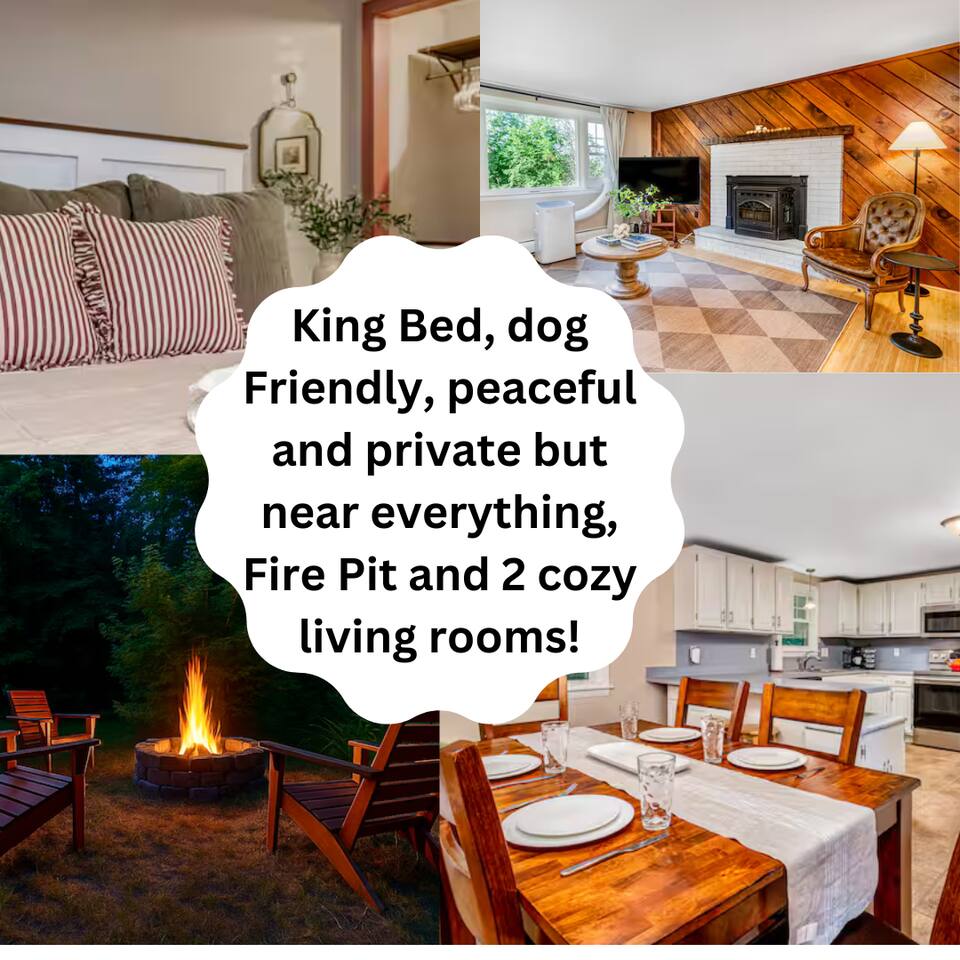 King Bed| FirePit| Dog Friendly|10 Min to Town