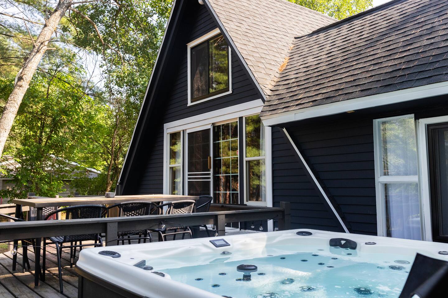 Riverfront A-Frame with Hot Tub and Fireplace