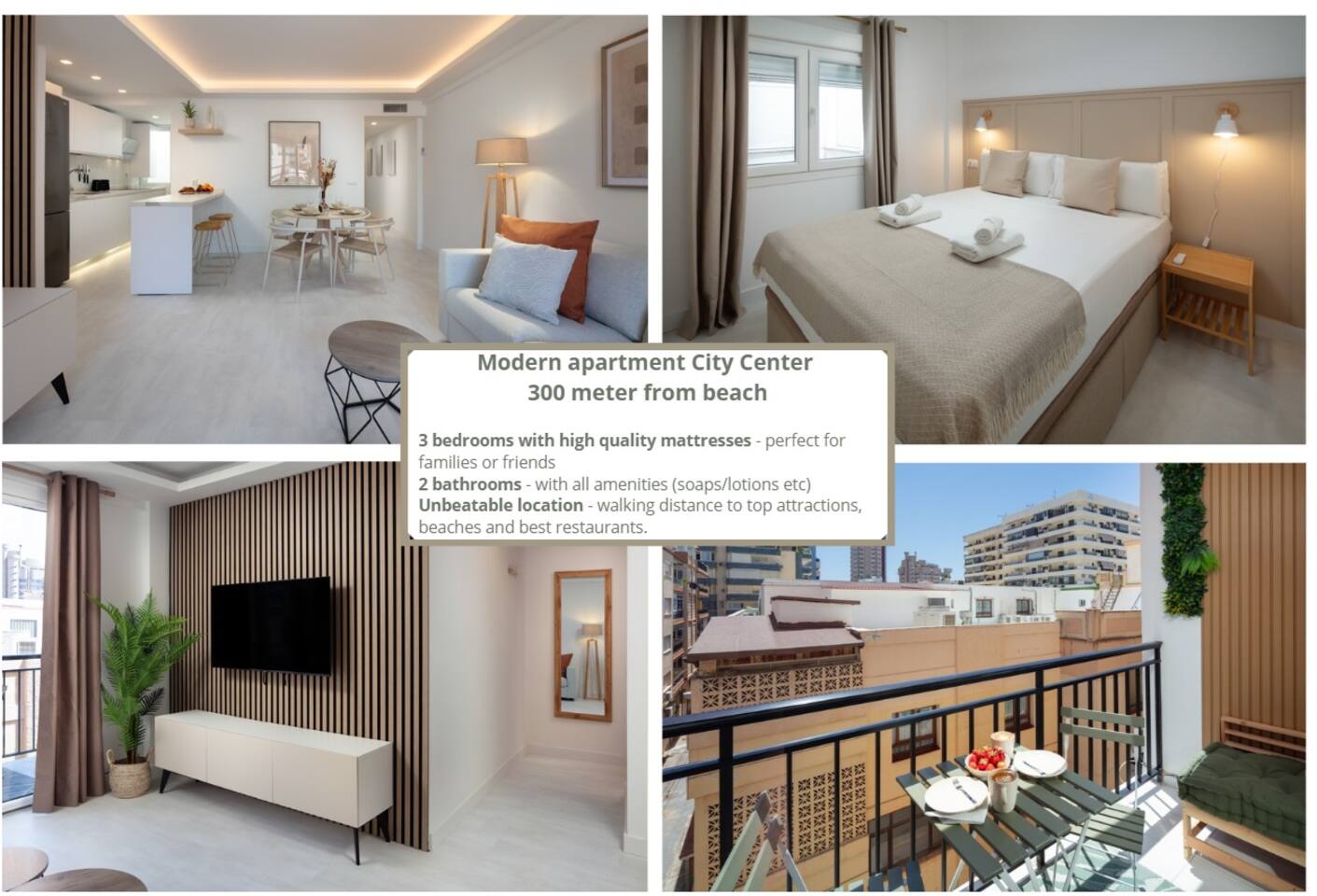 Modern 3-Bedroom Apartment 300m From Beach!