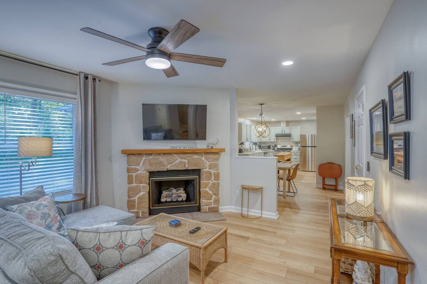 Living room at Dock Access! 3BR on Rehoboth Bay, Boat & Beach Fun