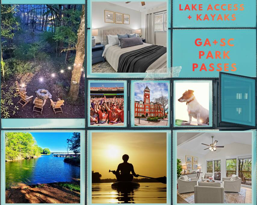 Clemson|Kayaks|SUP|PizzaOven|Blackstone|FirePit|EV