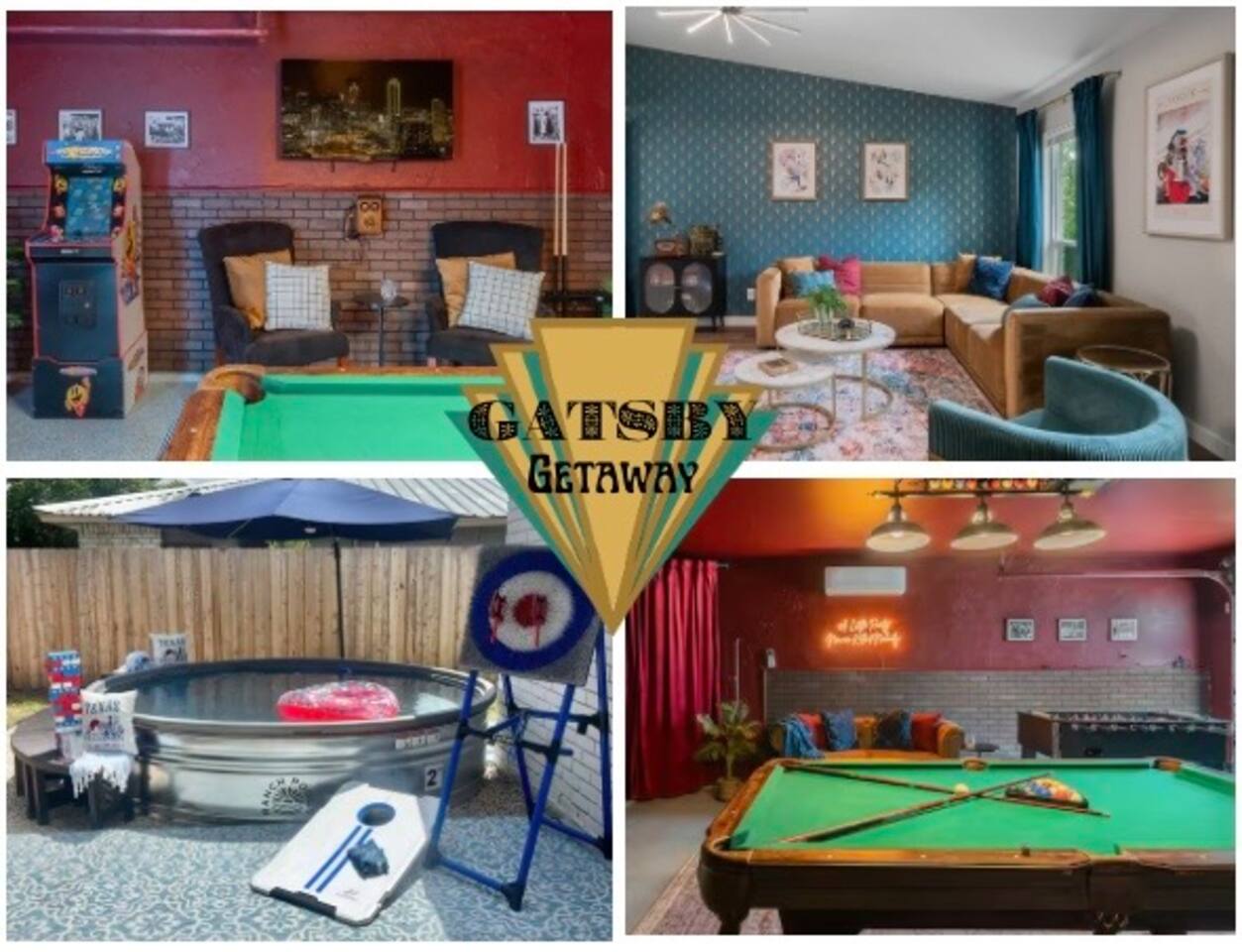 Gatsby~Gameroom~Speakeasy~heated stock tank pool