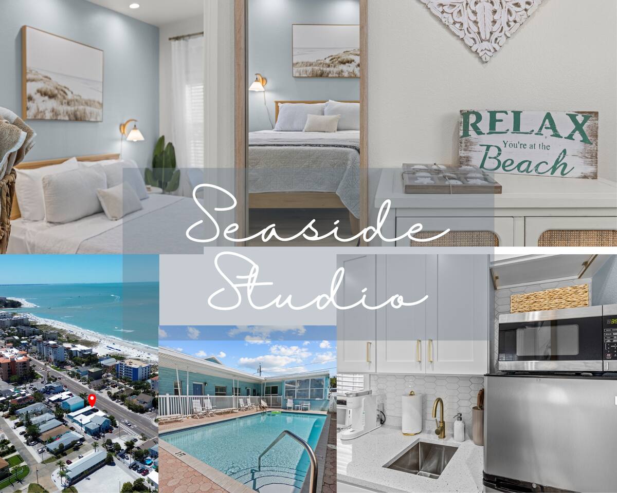 Seaside Studio- POOL & Steps to the sand!