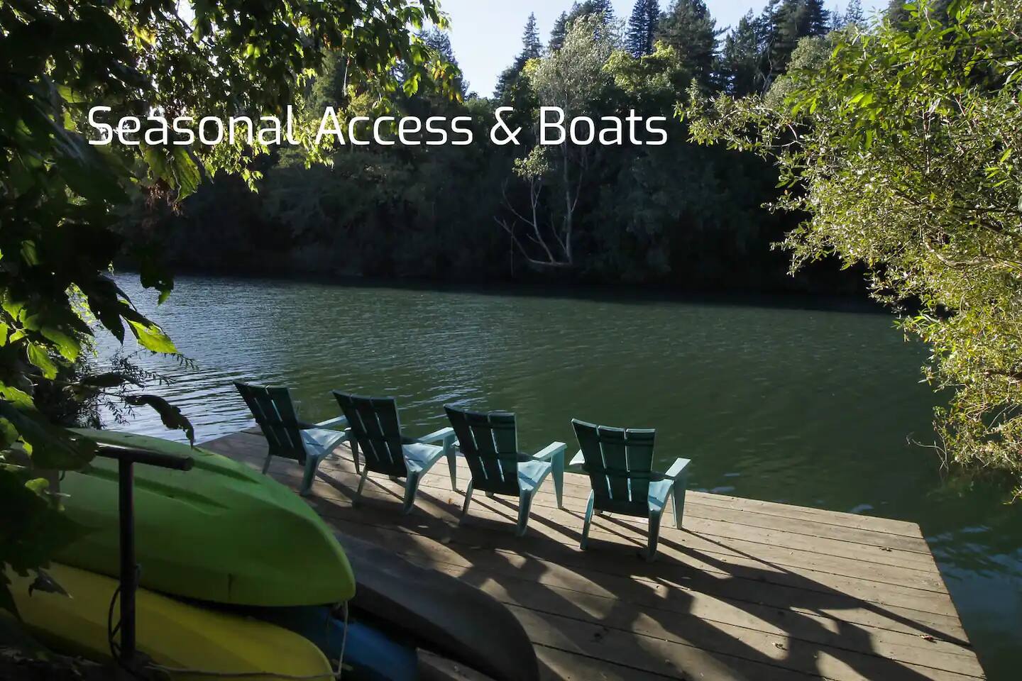 Bask in the sun on the private dock, with the gentle sounds of the Russian River flowing by—your serene riverside escape.