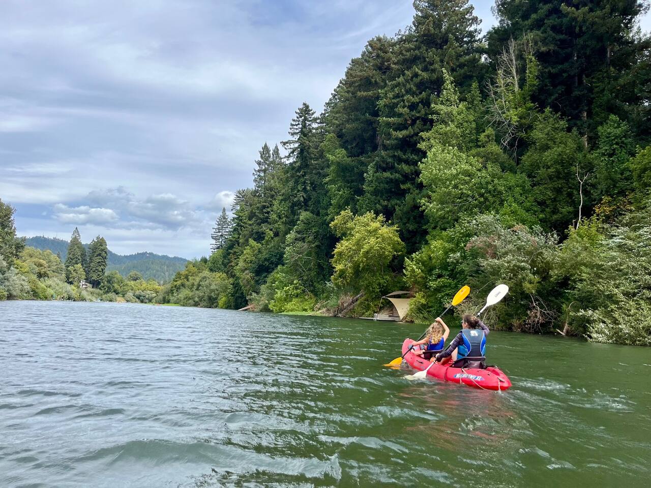 Step outside and dive into adventure! Enjoy kayaking on the peaceful river right by the home.
