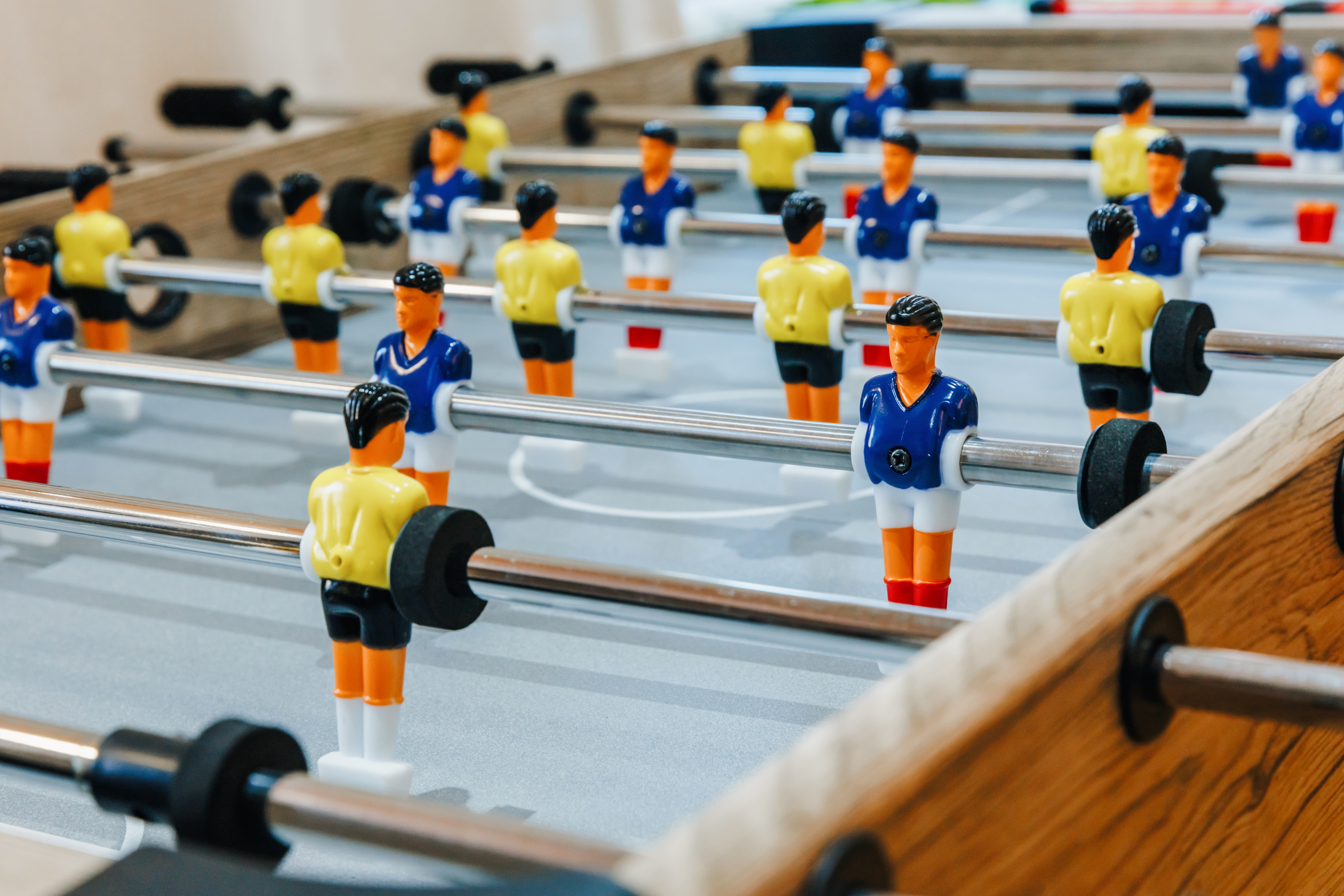 Classic foosball table for fun indoor games and guest entertainment