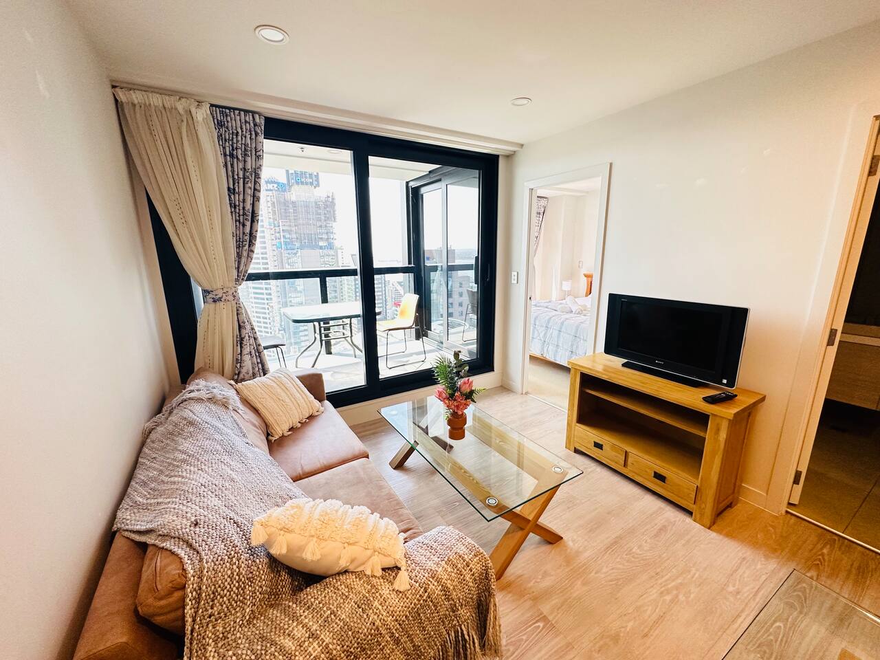 Sky Tower Views from this Modern Apartment Balcony