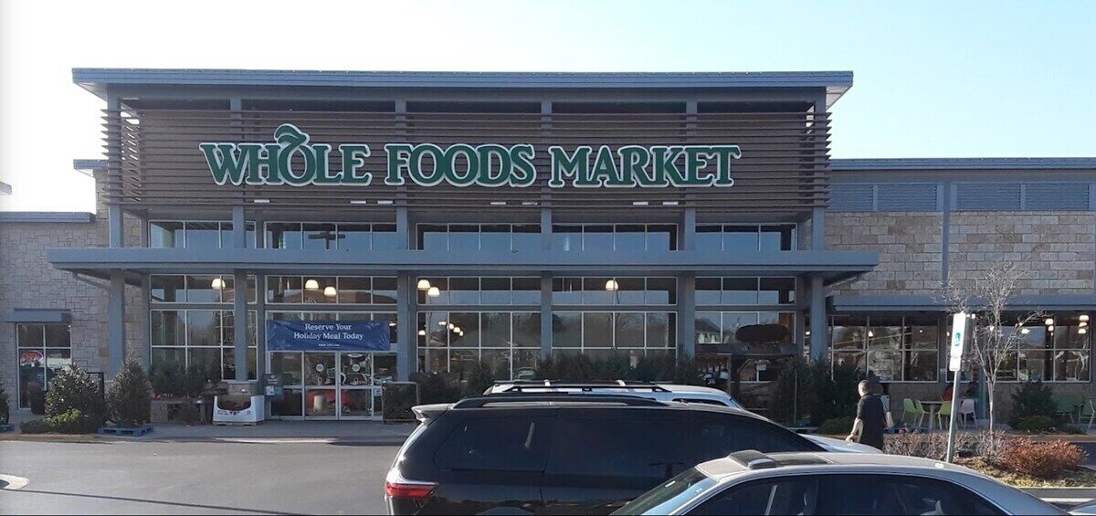 Whole Foods is a 4 min drive, couple blocks away.