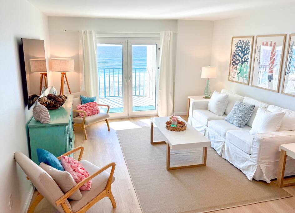 On the Beach with Balcony Views! Updated 3 BDRMS!