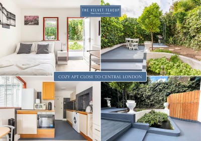 Bright apt with private patio garden, full kitchen and washer, near central sights