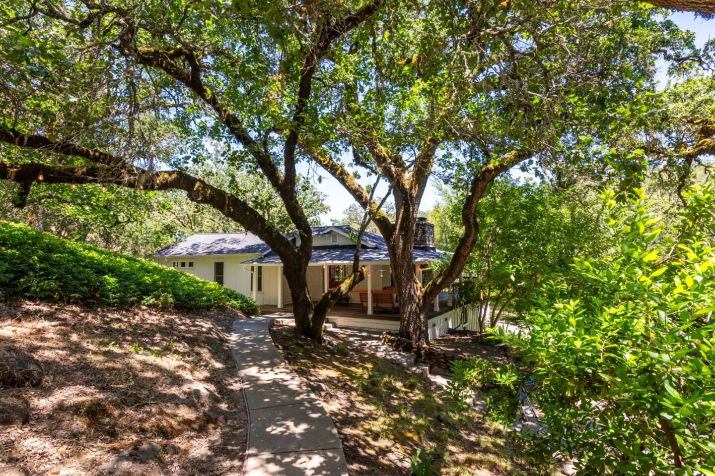 Lounge on the upper deck, comfortably tucked under the cool shade of leafy trees.