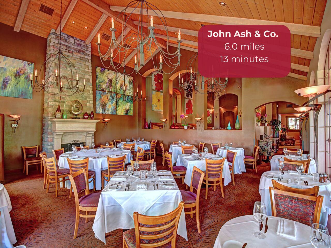 Savor seasonal flavors at John Ash & Co., just 13 minutes away—where wine country meets culinary delight!